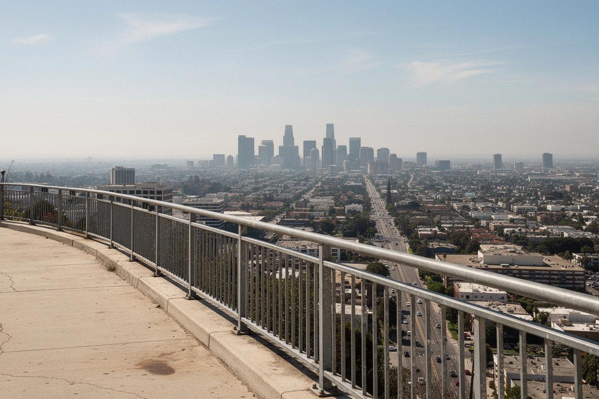 Elevated viewpoint angle for film-location style landscape shots